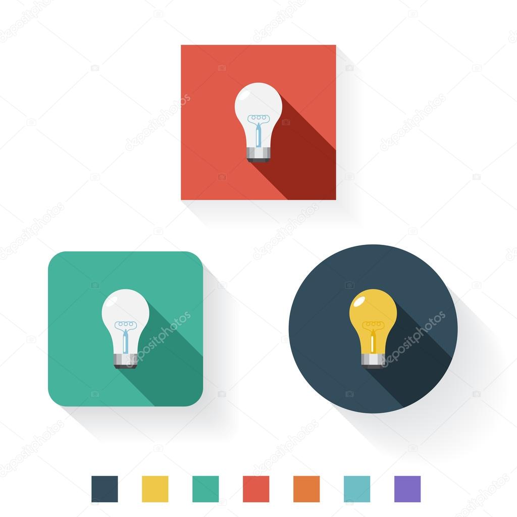 Light Bulb Flat Icon Design Kit Set Collection