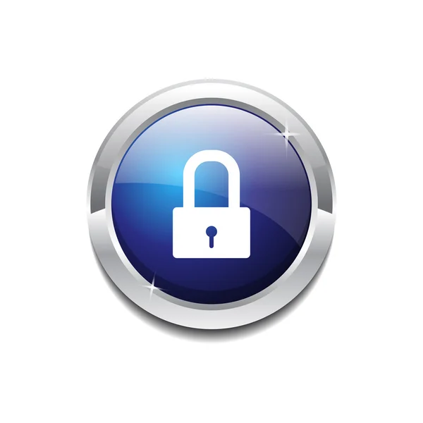Icono de botón web vectorial azul circular protegido — Vector de stock