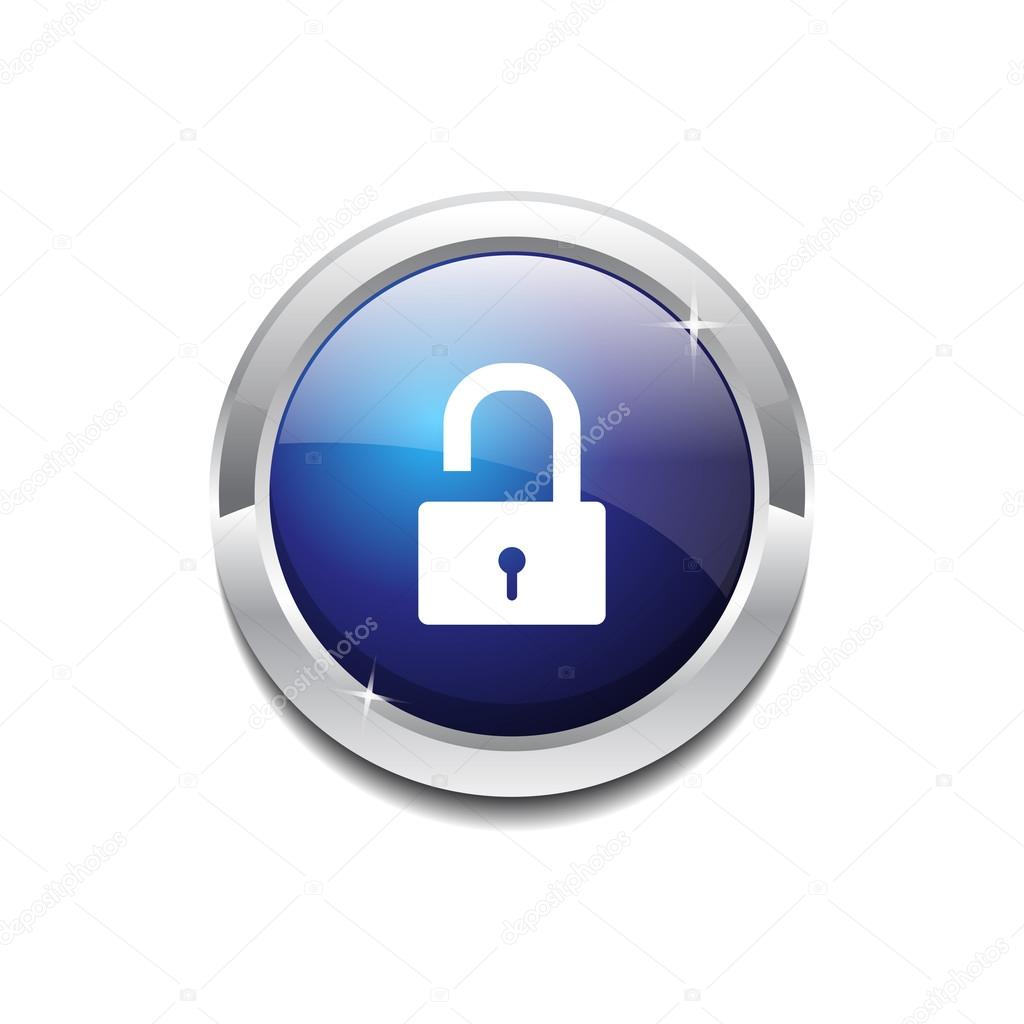 Unlock Circular Blue Vector Web Button Icon