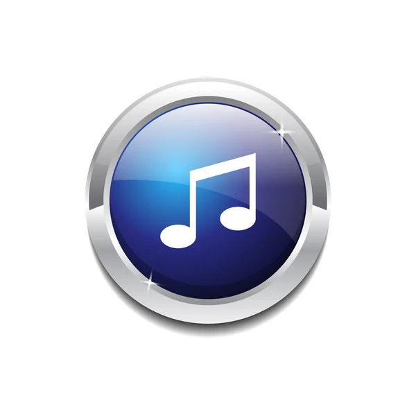 Note musicale Bouton Icône Web bleu à vecteur circulaire — Image vectorielle