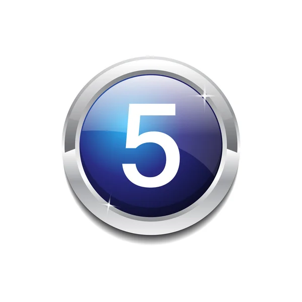 5 Number Circular Vector Blue Web Icon Button — Stock Vector