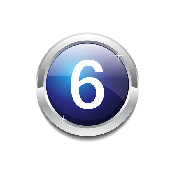 6 Number Circular Vector Blue Web Icon Button — Stock Vector