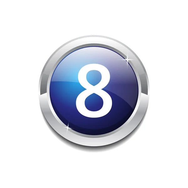 8 Numero Circolare Vettore Blue Web Icon Button — Vettoriale Stock