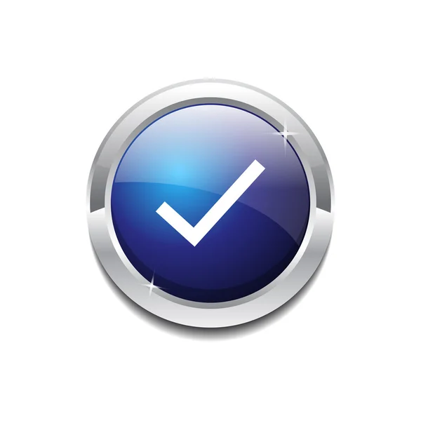 Tick Mark Circular Vector Azul Web Botón icono — Archivo Imágenes Vectoriales