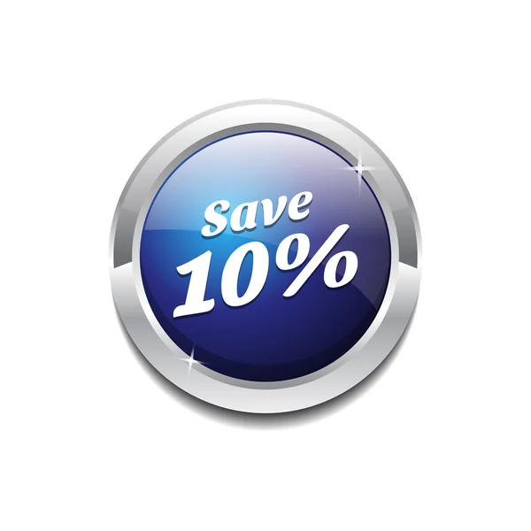 Save 10 Percent Glossy Shiny Circular Vector Button — Stock Vector