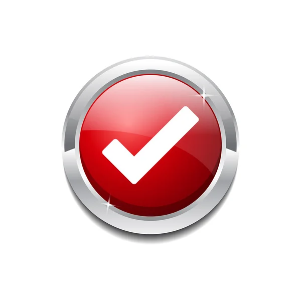 Tick Mark Icône de bouton Web vectoriel rouge circulaire — Image vectorielle