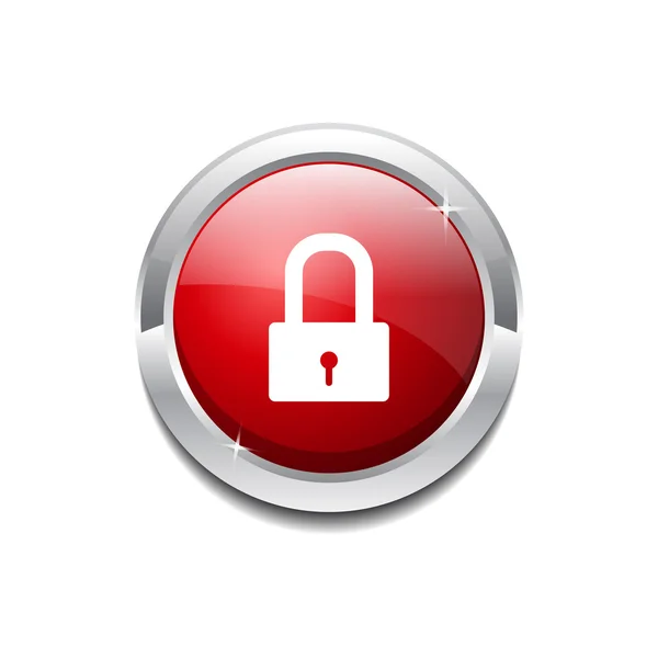 Icono de botón web vectorial rojo circular protegido — Vector de stock