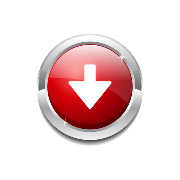 Bouton d'icône Web rouge à vecteur circulaire vers le bas — Image vectorielle