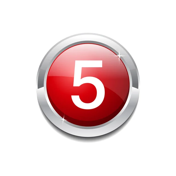 5 Number Circular Vector Red Web Icon Button — Stock Vector