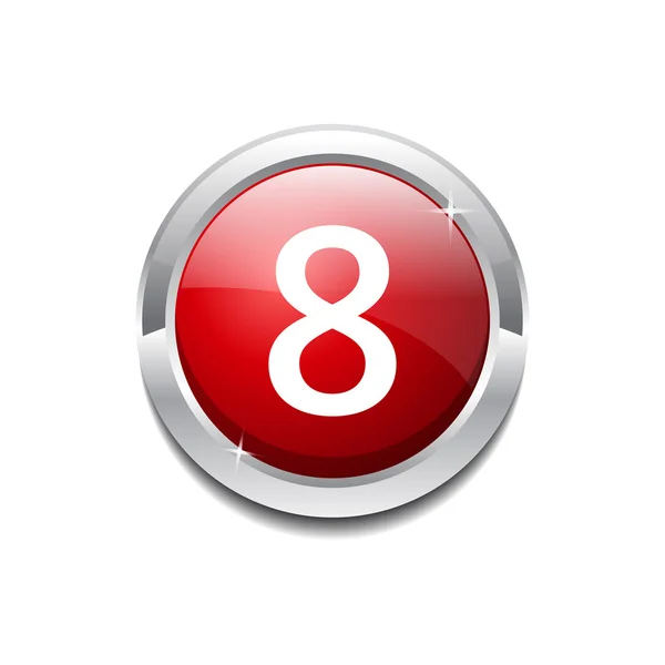 8 Цифровая круговая векторная кнопка Red Web Icon — стоковый вектор