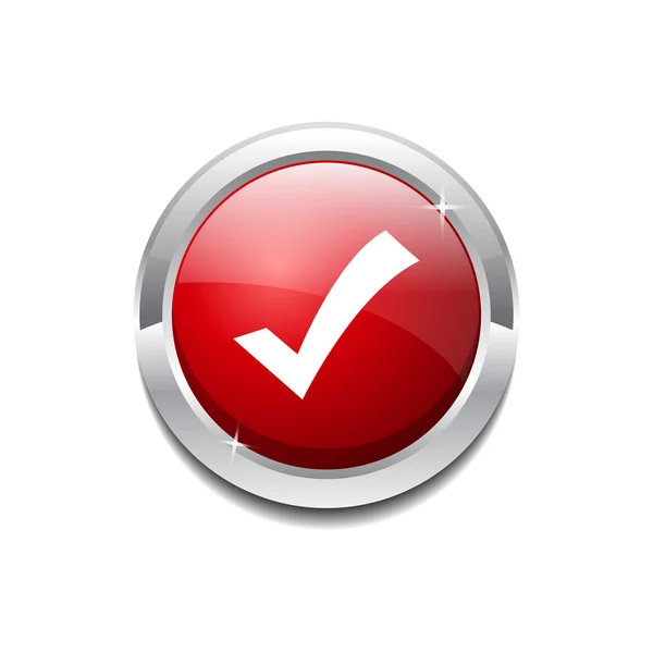 Tick Mark Circular Vector Red Web Icon Button — Stock Vector