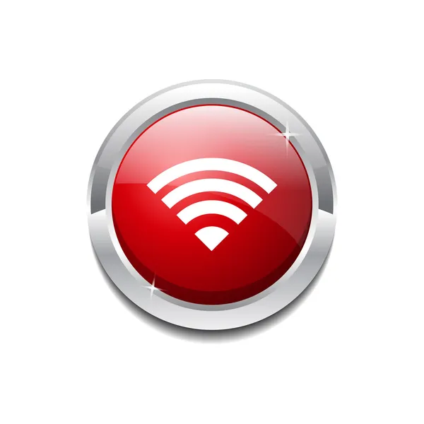 WIFI Circular Vector Red Web Icon Botão —  Vetores de Stock