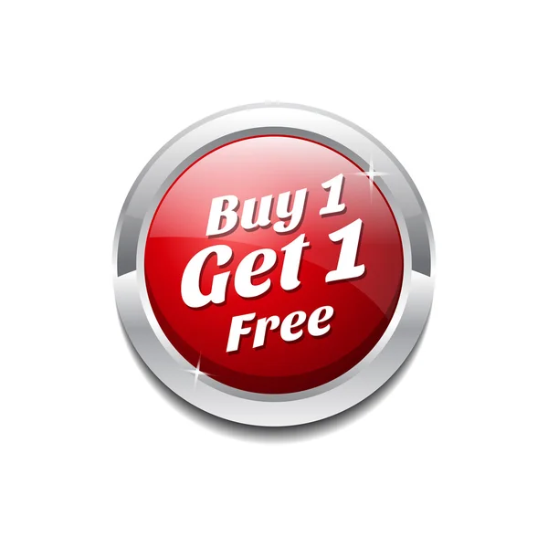 Buy 1 get 1 gratis glanzend glanzend circulaire vector knop — Stockvector