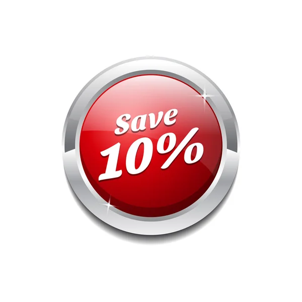 Salvar 10 por cento brilhante botão vetor circular brilhante — Vetor de Stock