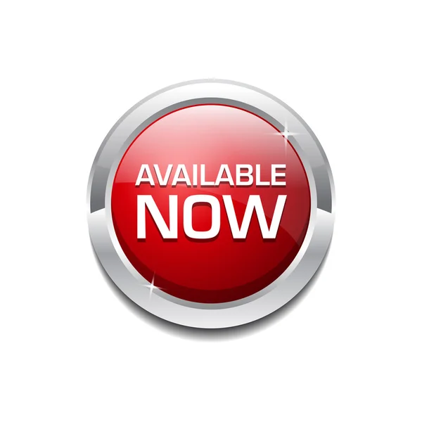 Available Now Glossy Shiny Circular Vector Button — Stock Vector
