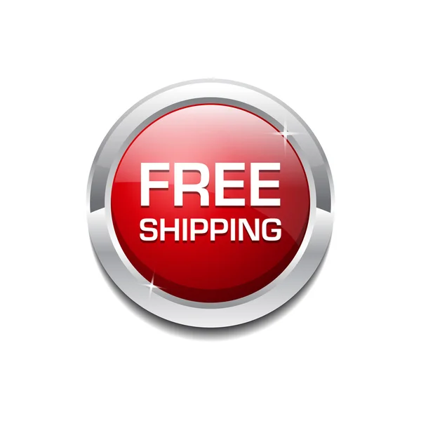 Free Shipping Glossy Shiny Circular Vector Button — Stock Vector