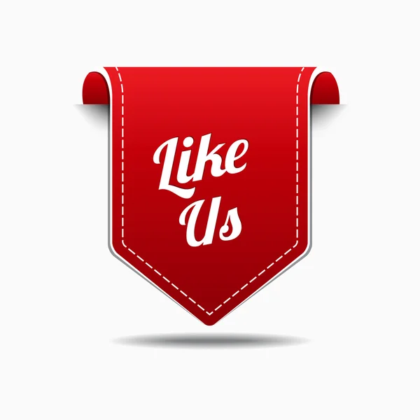 LIke Us Red Label Icon Vector Design — Stock Vector