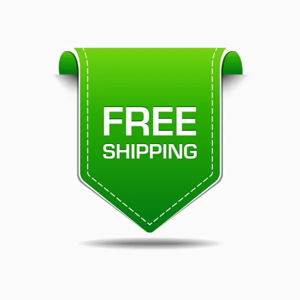 Free Shipping Green Label Icon Vector Design — Stock Vector