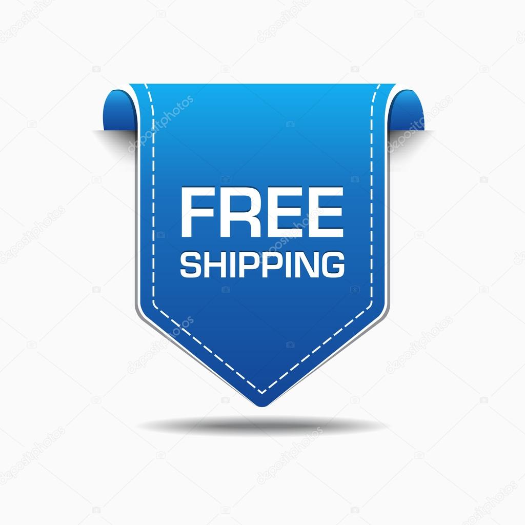 Free Shipping Blue Label Icon Vector Design