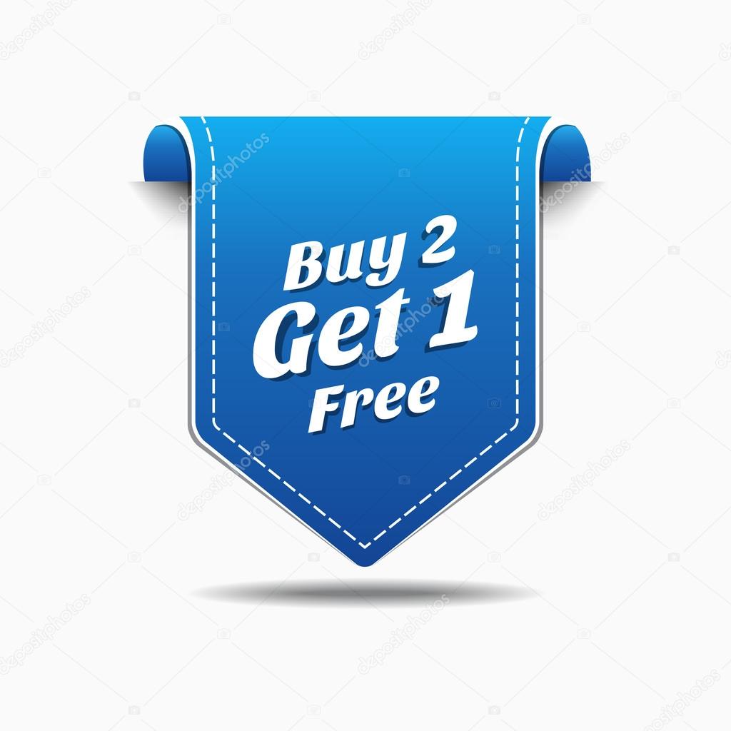 Buy 2 Get 1 Blue Label Icon Vector Design