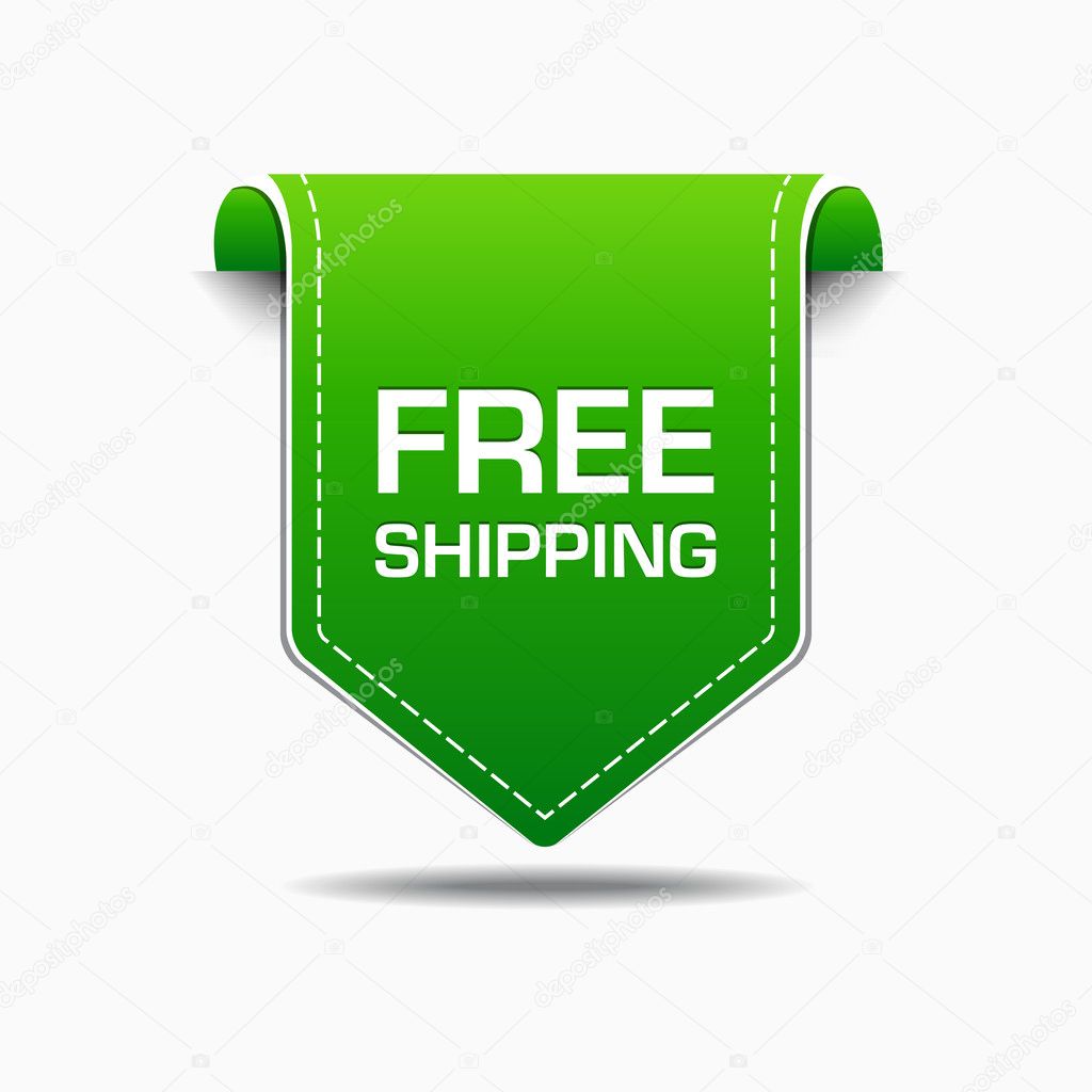 Free Shipping Green Label Icon Vector Design