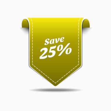 25 sarı etiket simge vektör tasarımı Kaydet