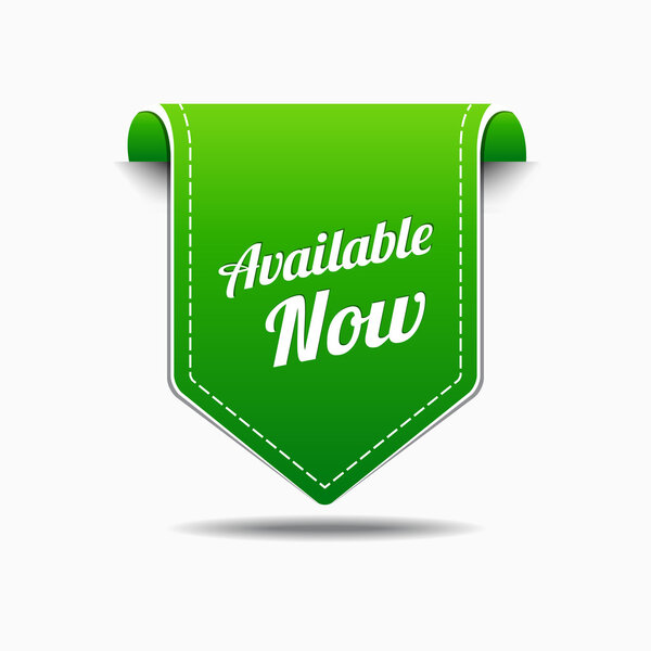 Available Now Green Label Icon Vector Design