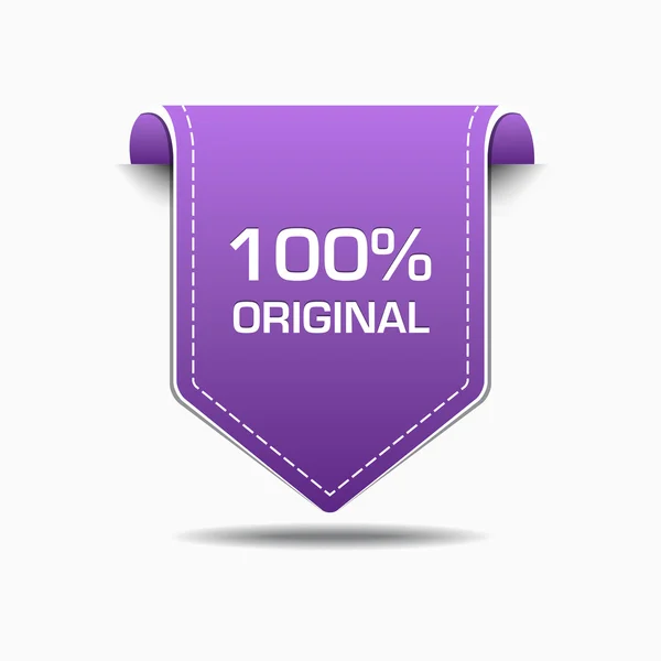 100 procent oorspronkelijke paarse label pictogram vector ontwerp — Stockvector