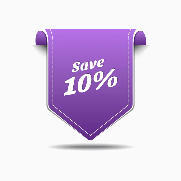 Guardar 10 Etiqueta púrpura icono de diseño vectorial — Vector de stock