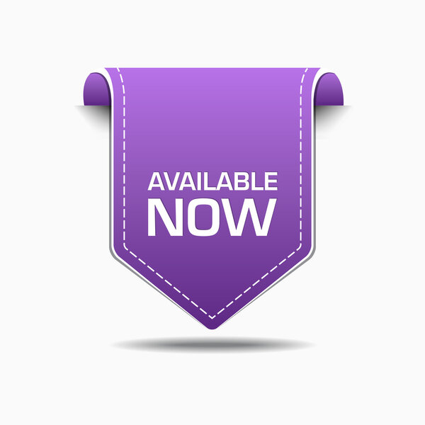 Available Now Purple Label Icon Vector Design