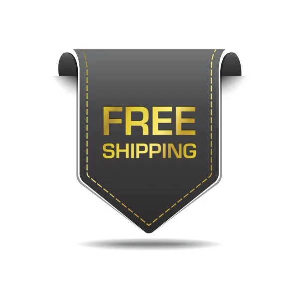 Free Shipping Gold Black Label Icon Vector Design — Stock Vector