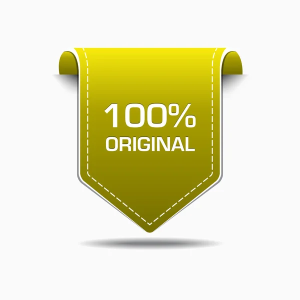 100 Percent Original Yellow Label Icon Vector Design — Stock Vector