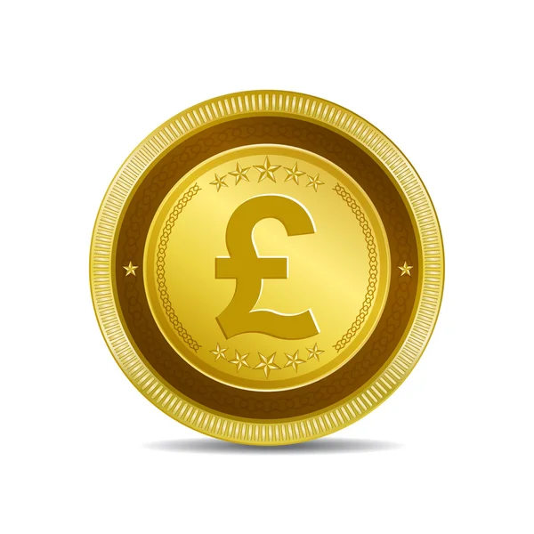 Libra Moneda Signo Circular Vector Gold Web Botón icono — Vector de stock