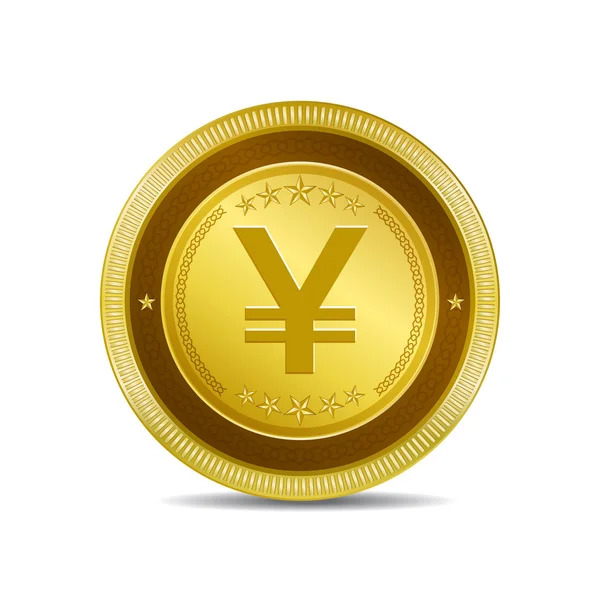 Sinal de Moeda Yen Circular Vector Gold Web Icon Botão — Vetor de Stock