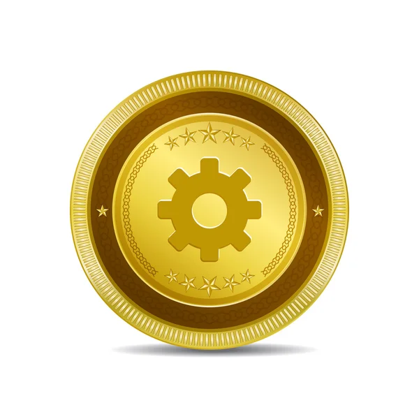 Knoop van het pictogram van de gouden web instellingen circulaire vector — Stockvector