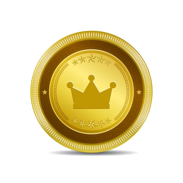 Crown Circular Vector Gold Web ícone botão — Vetor de Stock
