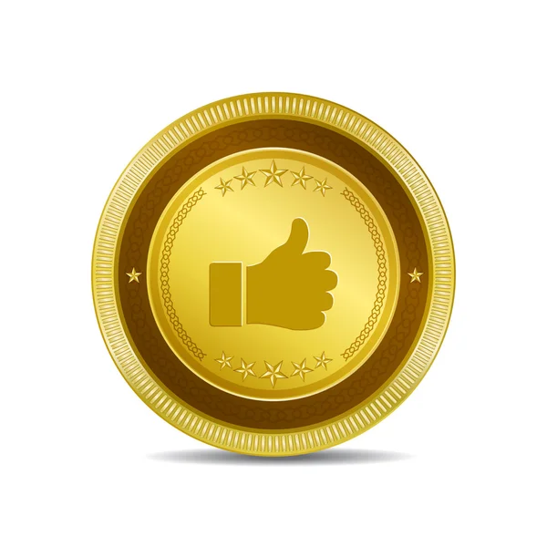 Pollici su Circular Vector Gold Web Icon Button — Vettoriale Stock