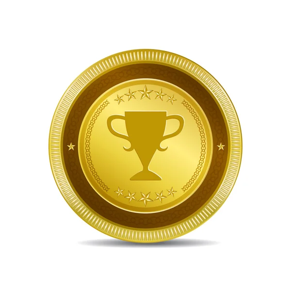 Bouton d'icône Web d'or de vecteur circulaire de tasse — Image vectorielle