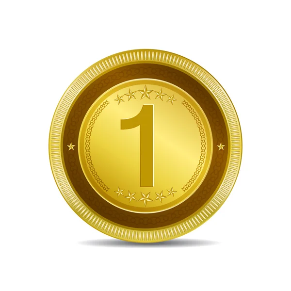 Botão circular do ícone da correia fotorreceptora do ouro do número 1 — Vetor de Stock