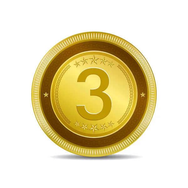3 Zahl kreisförmigen Vektor Gold Web-Symbol-Taste — Stockvektor