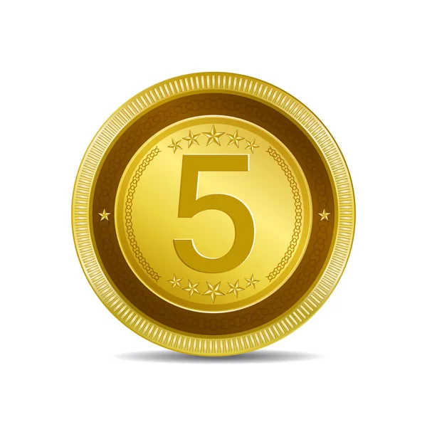 5 Number Circular Vector Gold Web Icon Button — Stock Vector