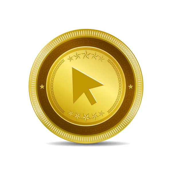 Click Circular Vector Gold Web Icon Button — Stock Vector