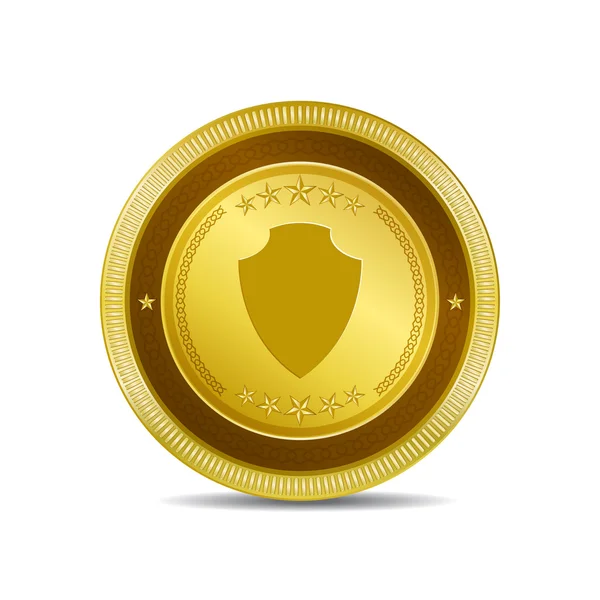 Tarcza okrągłe wektor złoto www ikona przycisku — Wektor stockowy