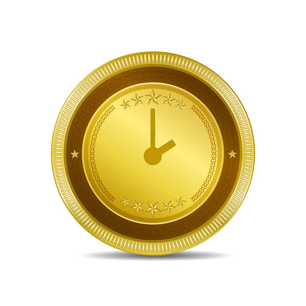 Relógio Circular Vector Gold Web Ícone Botão —  Vetores de Stock