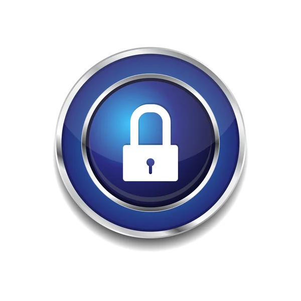 Protected Circular Blue Vector Web Button Icon — Stock Vector