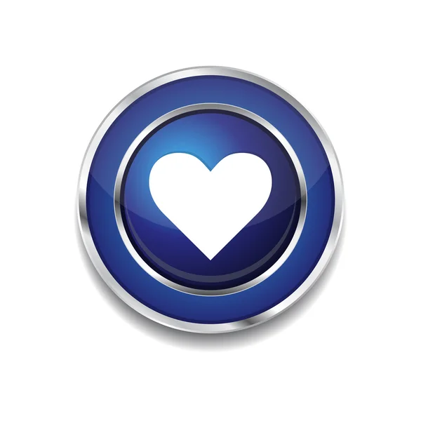 Coração Circular Azul Vector Web Botão Ícone — Vetor de Stock
