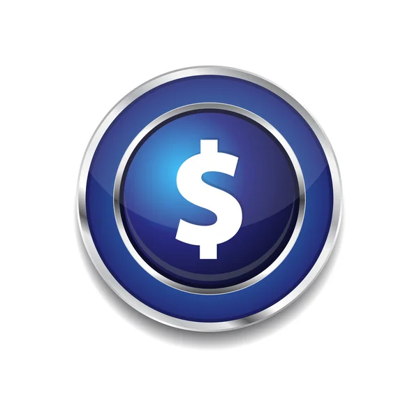 Dólar Moneda Signo Circular Azul Vector Web Button Icono — Vector de stock