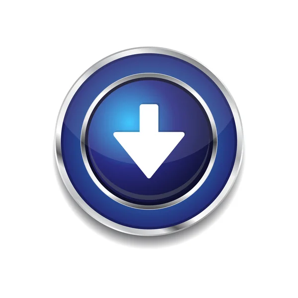 Abajo clave circular Vector azul Web icono botón — Vector de stock