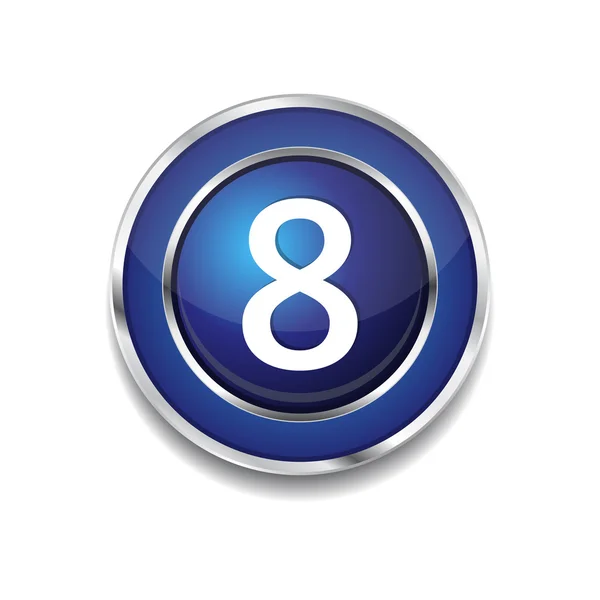 8 Number Circular Vector Blue Web Icon Button — Stock Vector