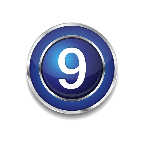 Botón de icono web azul vector circular de 9 números — Archivo Imágenes Vectoriales